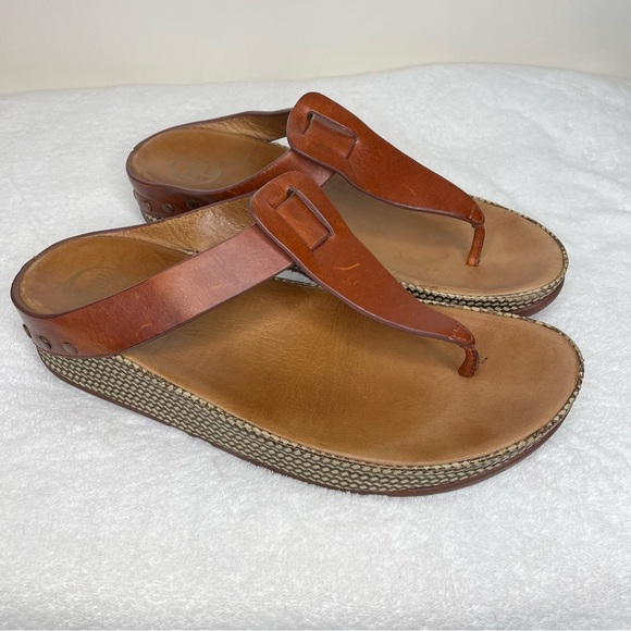 Fitflop | Shoes | Fitflop Ibiza Platform Wedge Brown Leather Thong Sandals 4277 Size 11 | Poshmark